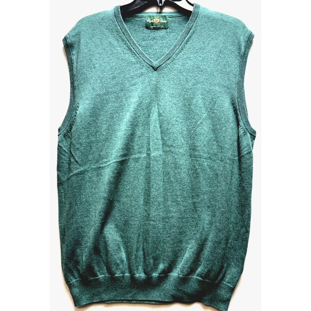 Alan Paine‎ England Pullover Sleeveless Sweater Men's Size 44 Green Cashmere